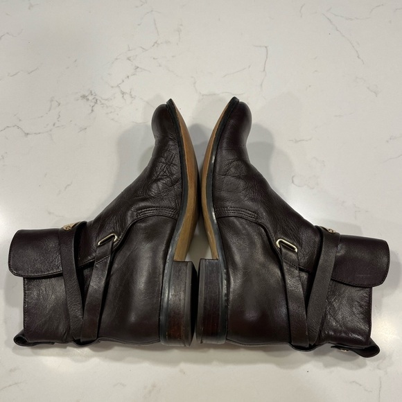 Michael Kors Arley Moto Brown Leather Ankle Boots 7 - Picture 5 of 15